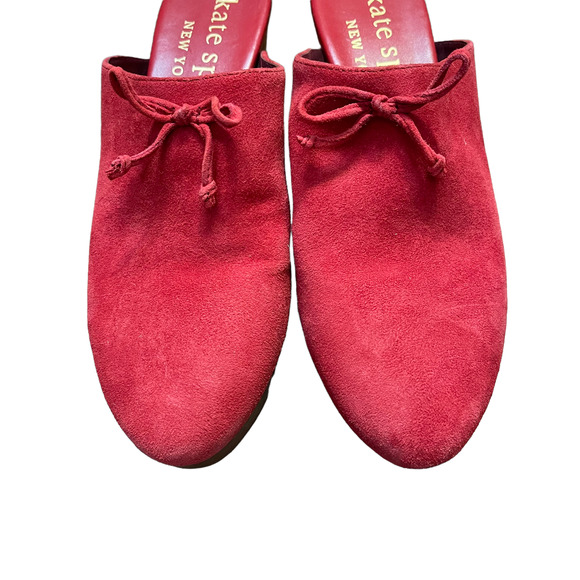 Kate Spade NY Amsterdam Womens Mules Clogs Size 8.5 B Red Suede Womens Slip On - Picture 2 of 8